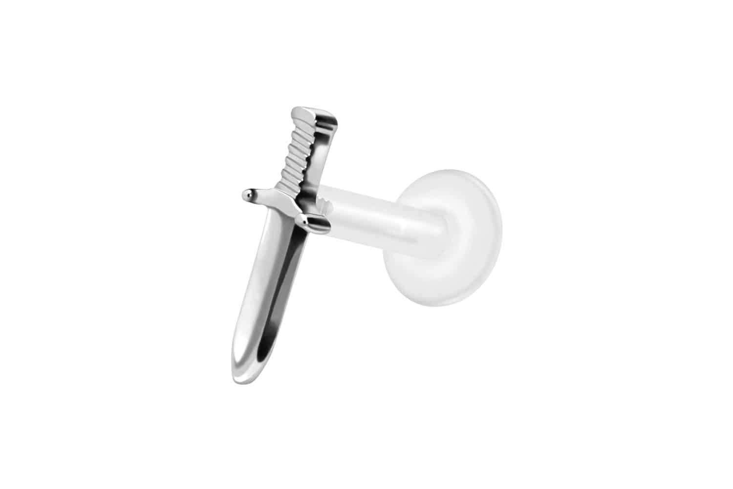 PTFE Labret Piercing mit Innengewinde + Titan-Aufsatz SCHWERT